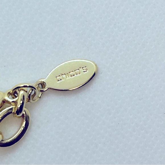 Chico’s  35’ Necklace Gold Tone with Navy Blue Oval and Square Accents. - Picture 6 of 9